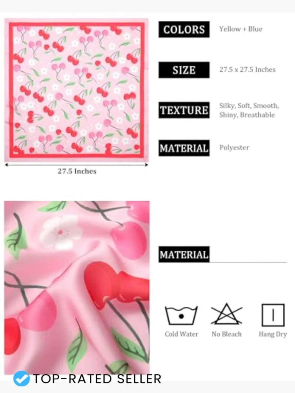27.5" Satin Head Scarf for Women Like Silk Hair Bandanas 2 Pcs Neck Scarf Hair - Picture 2 of 7